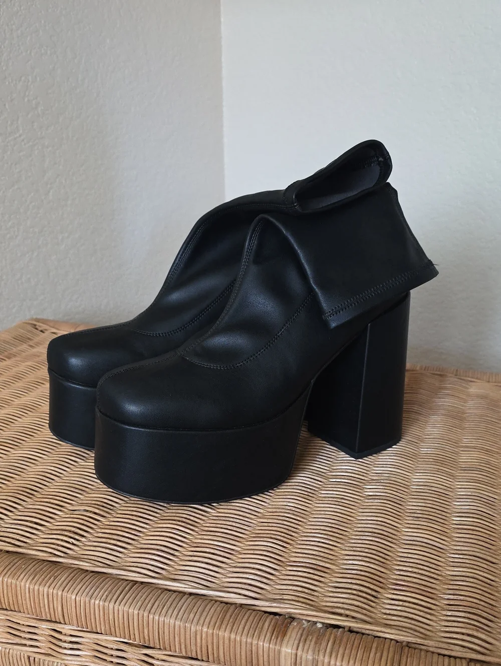 Platform High-Heel Ankle Boots - Black